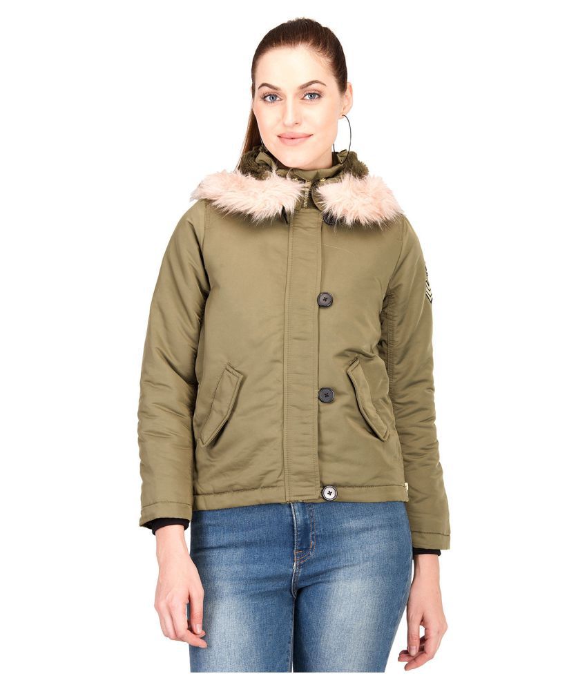     			kotty Polyester Blend Green Quilted/Padded Jackets