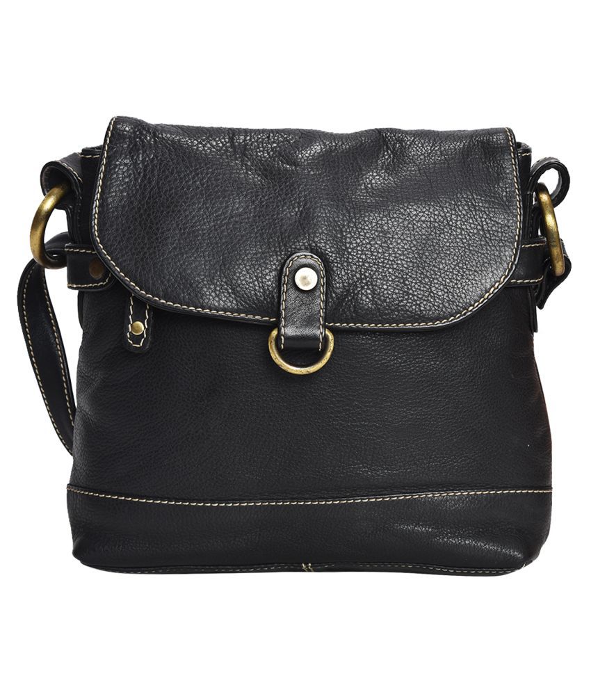 Bagatella Black Leather Casual Messenger Bag - Buy Bagatella Black ...
