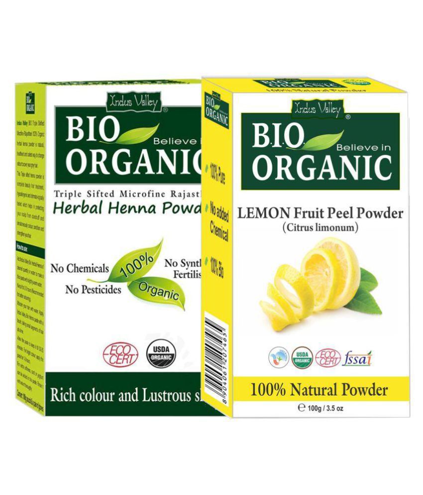     			Indus Valley Herbal Henna & Lemon Fruit Powder For Soften Hair Organic Henna Combo Pack