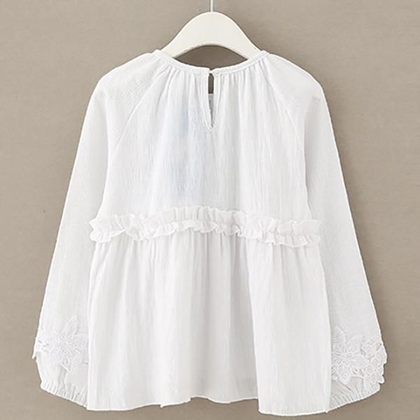 White Cotton Girls Tops Blouses Kids 