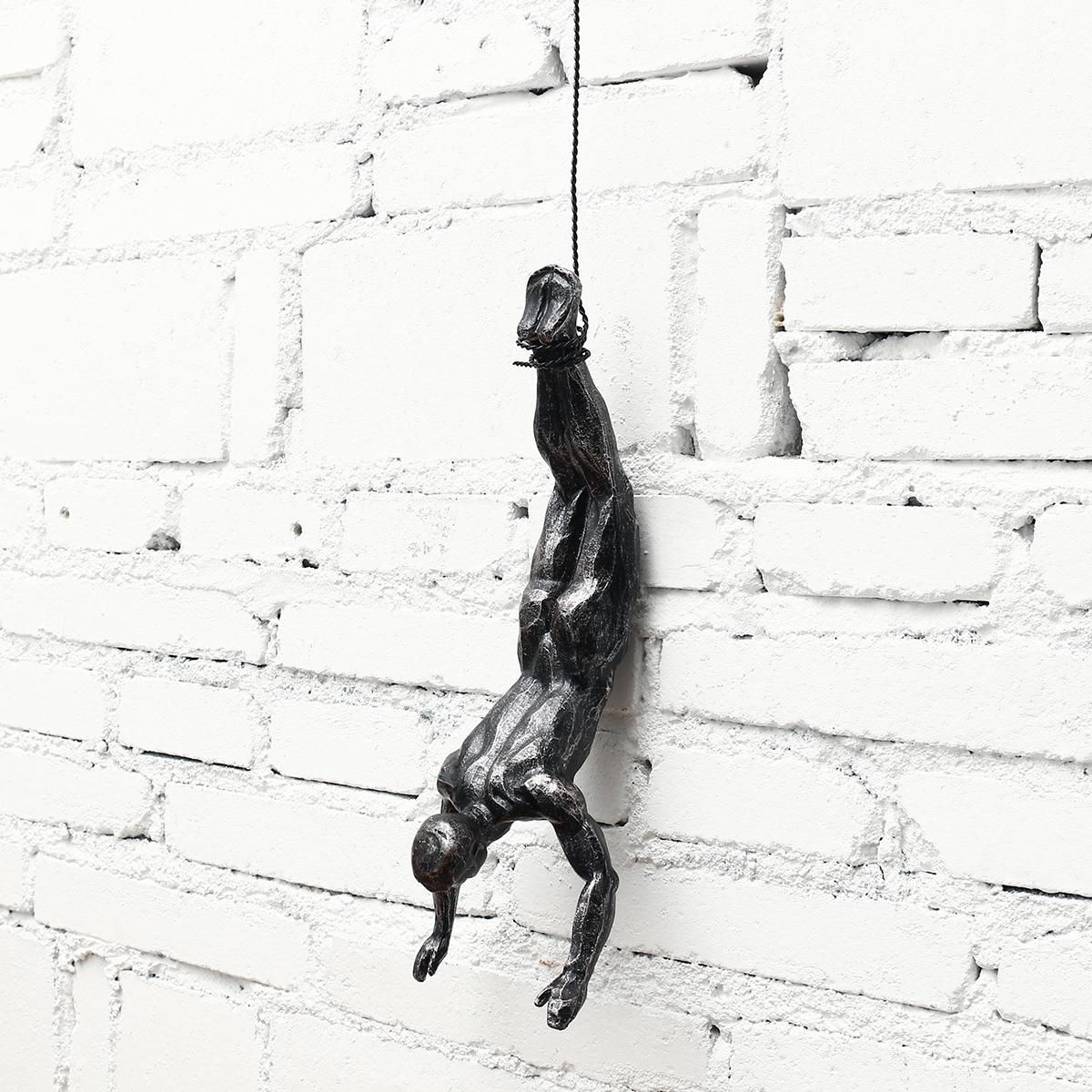 Handmade Global View Iron Man Climbing Rope Wall Mounted Art Sculpture Climber 