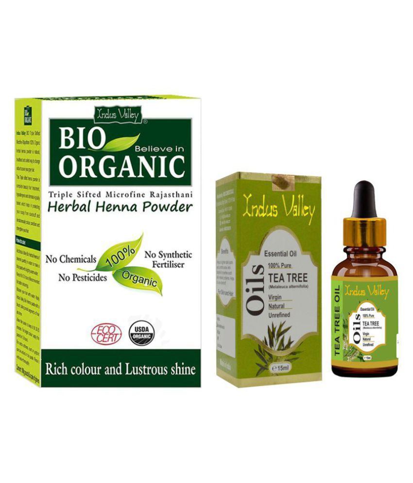 Indus Valley Bio Organic Herbal Henna Powder with Tea Tree Essential Oil  Combo Pack: Buy Indus Valley Bio Organic Herbal Henna Powder with Tea Tree  Essential Oil Combo Pack at Best Prices