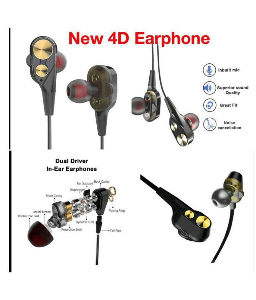 Buy pavi 4D Over Ear Headset with Mic black/gold Online at Best Price ...