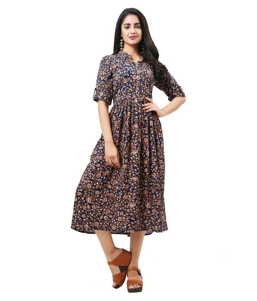 A Line Simple Brown Dress