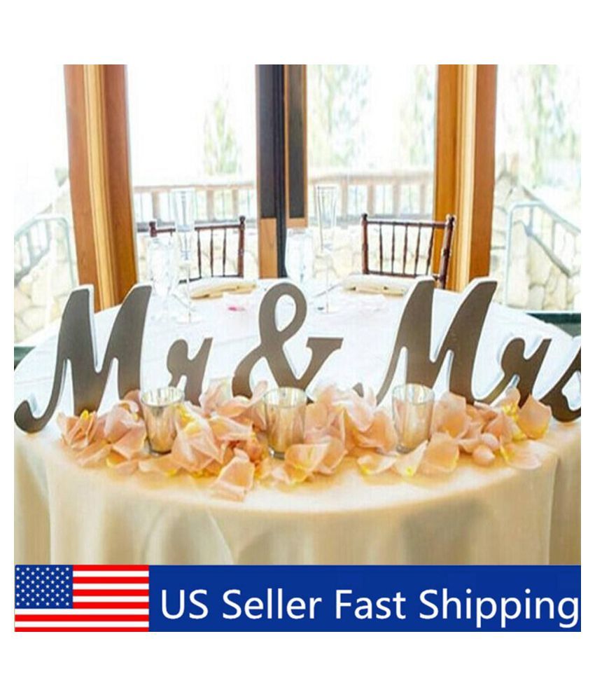 Large Mr Mrs Shining Wedding Wooden Sign Letters Decoration