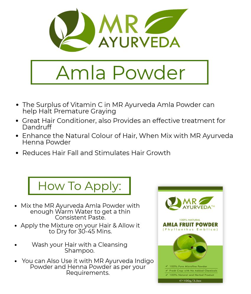 Mr Ayurveda Amla Powder For Natural Hair Skin 100 Gm Buy Mr