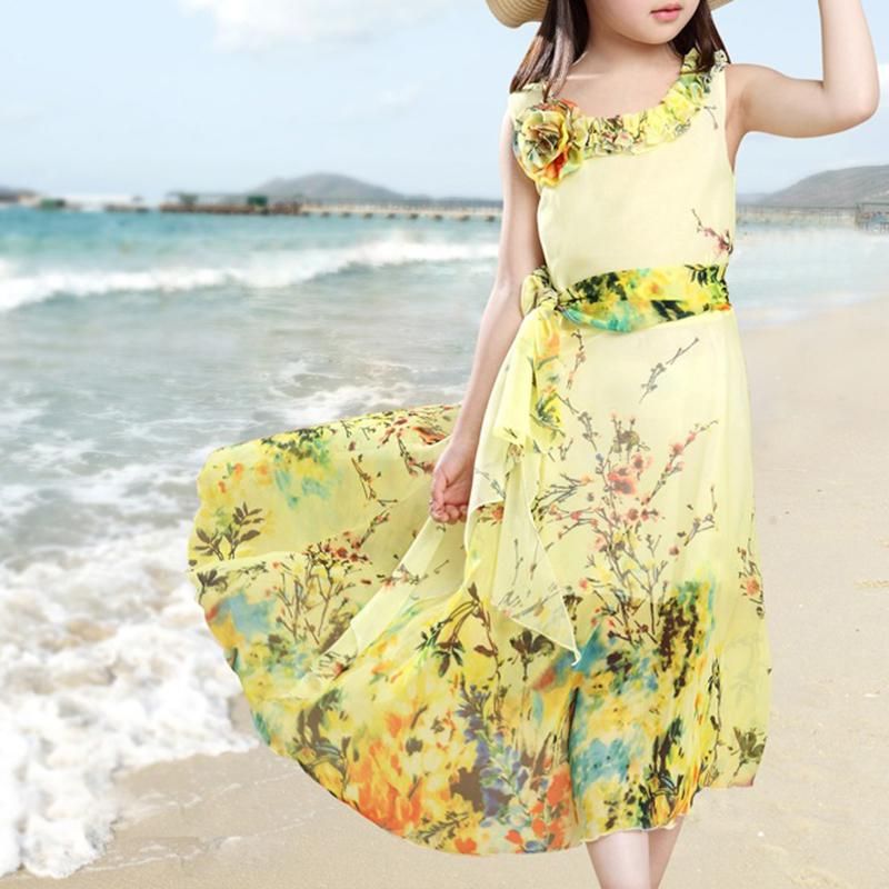 Bohemian Style Floral Girls Kids Party Beach Casual Long Dresses For 4Y-15Y  - Buy Bohemian Style Floral Girls Kids Party Beach Casual Long Dresses For  4Y-15Y Online at Low Price - Snapdeal