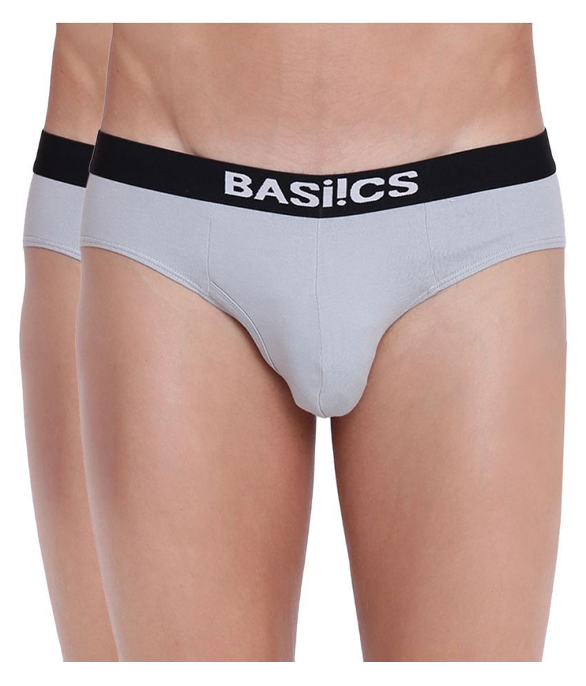     			BASIICS By La Intimo - Light Grey Cotton Men's Briefs ( Pack of 2 )