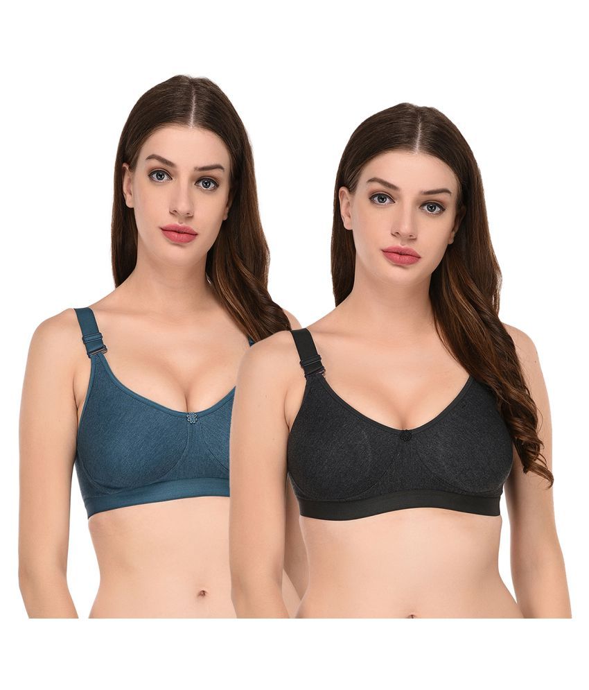     			Elina Pack of 2 Cotton Non Padded Women's T-Shirt Bra ( Multi Color )