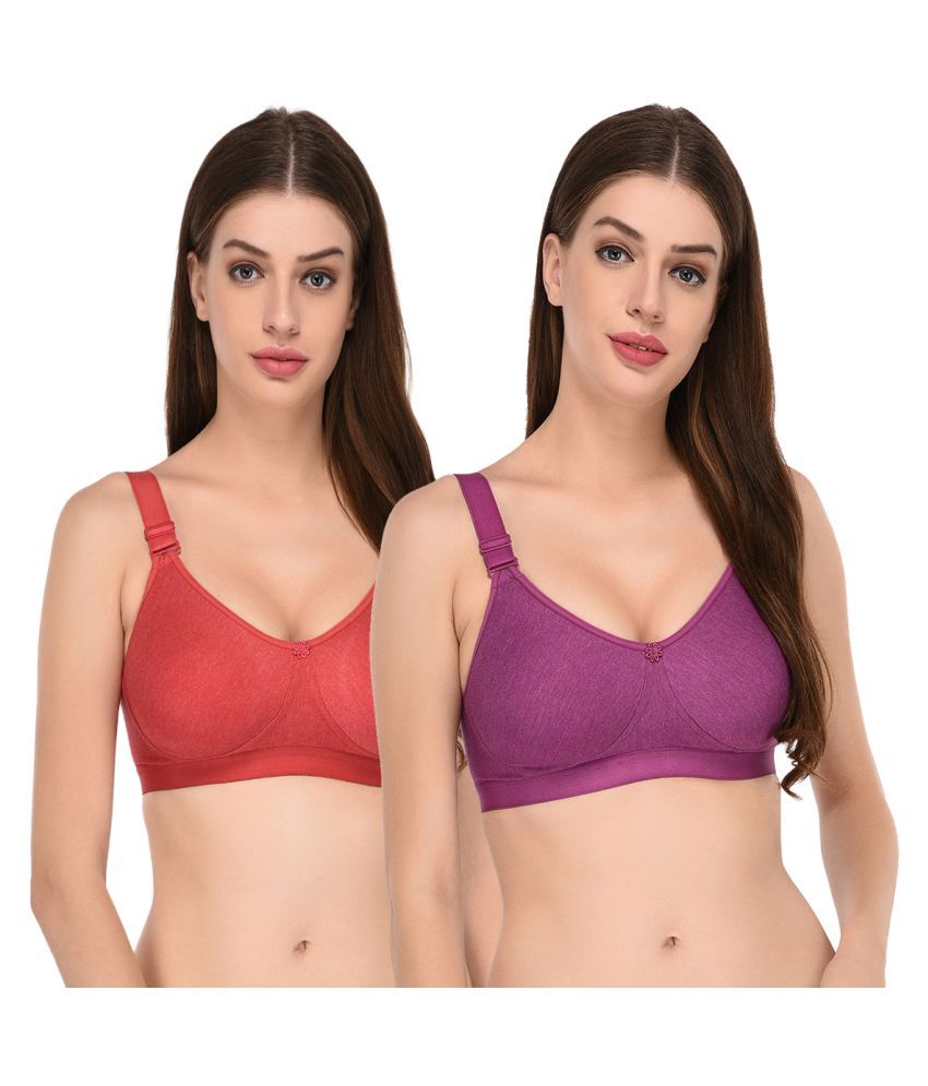     			Elina Pack of 2 Cotton Non Padded Women's T-Shirt Bra ( Multi Color )