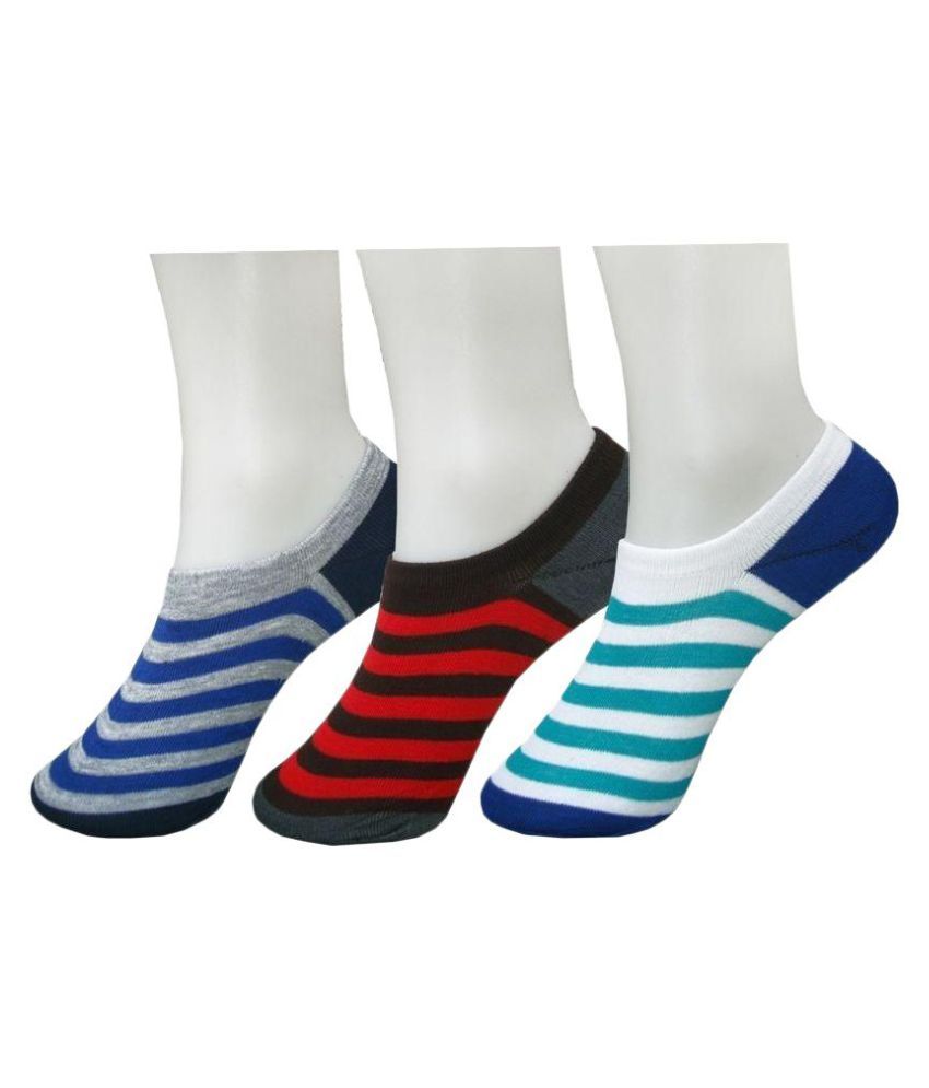     			Tahiro Multicolour Striped Cotton Footies Loafer Socks - Pack Of 3