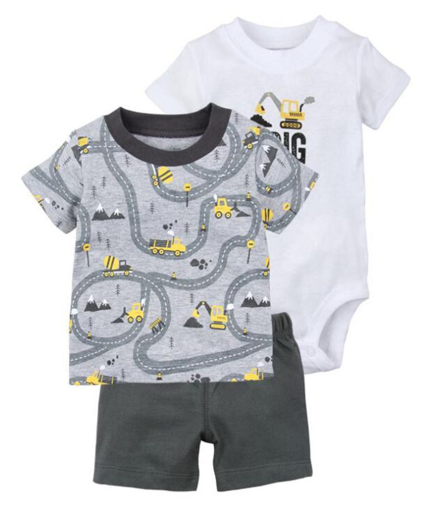 Kidsform Baby Summer Outfit Set Boys 3 Pcs Cotton Short Sleeve T Shirts Elastic Shorts Bodysuit Buy Kidsform Baby Summer Outfit Set Boys 3 Pcs Cotton Short Sleeve T Shirts Elastic Shorts Bodysuit Online At Low Price