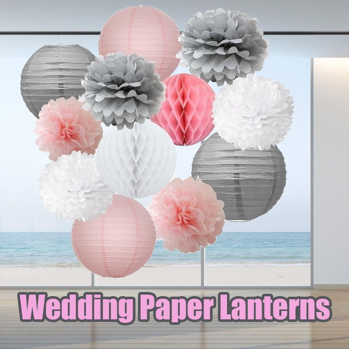 12 Size Various Diy Flower Balls Paper Lanterns Set Mixed Birthday