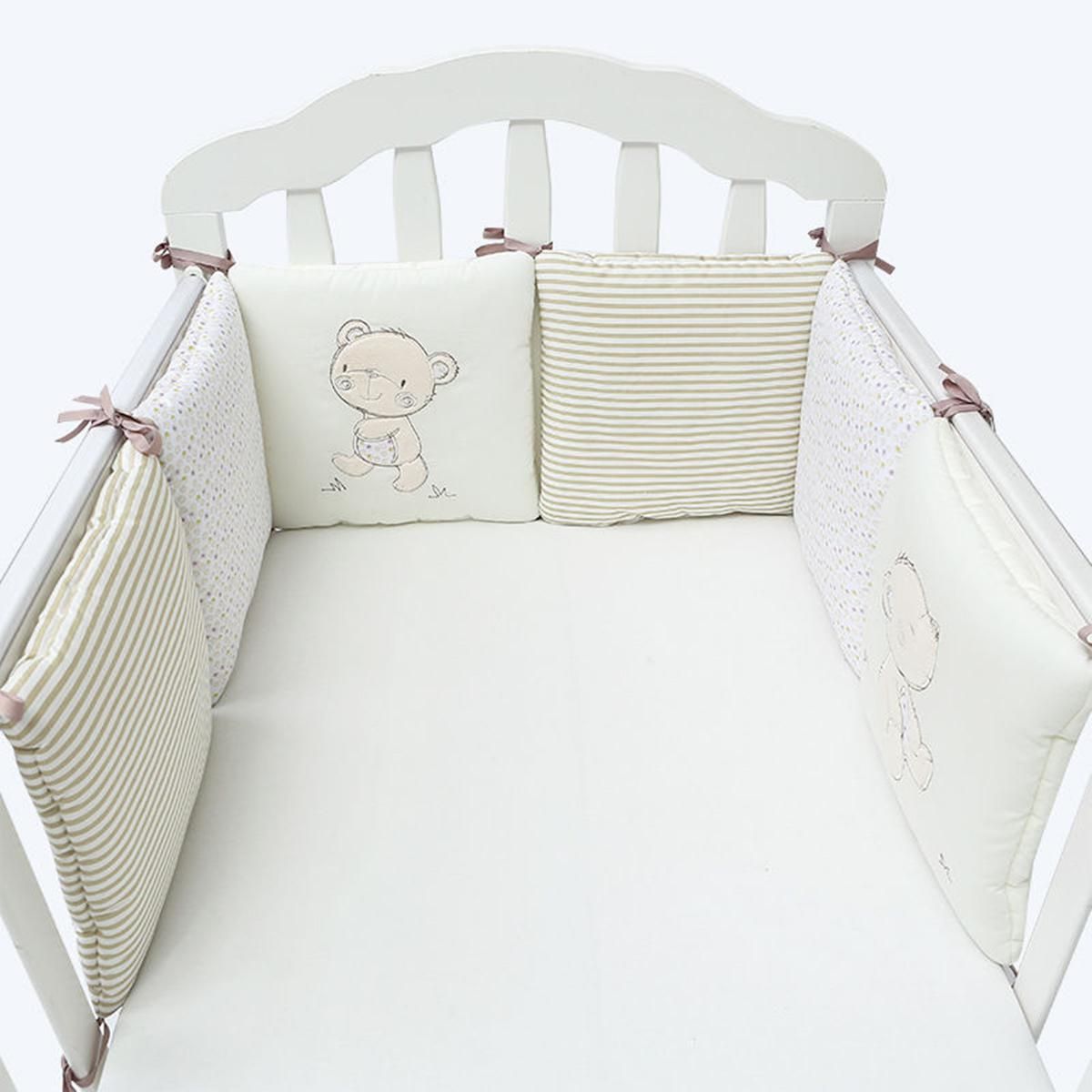 4 6pcs Baby Infant Cotton Crib Bumper Nursery Bedding Cot Pillow