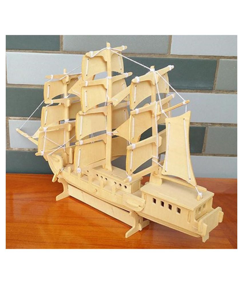 Sailing Ship Woodcraft Construction Kit Wooden Boat Model 3D Puzzle Toy 