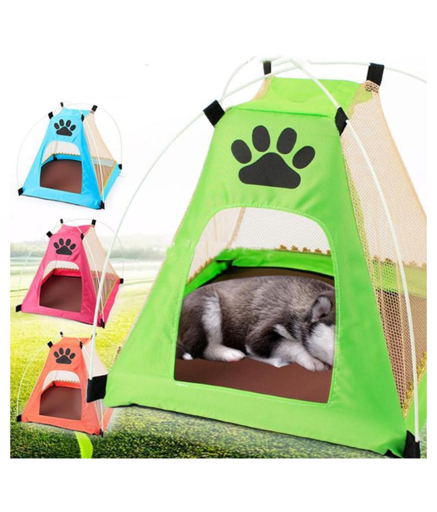 Breathable Small Medium Pets Puppy Kennel Folding Dog Cat for Indoor Outdoor Pop Up Dog Cat Tent Traveling Camping Beach Blue Cat Dog Tent House 