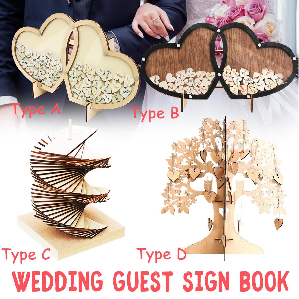 Wedding Guest Book Tree Wooden Hearts Signature Guest Book Wedding Party Decor 