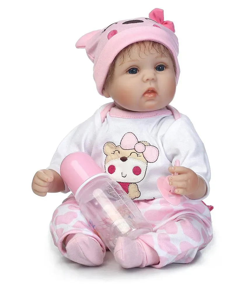 40cm Full Body Silicone Reborn Baby Doll Toys With Milk Bottle