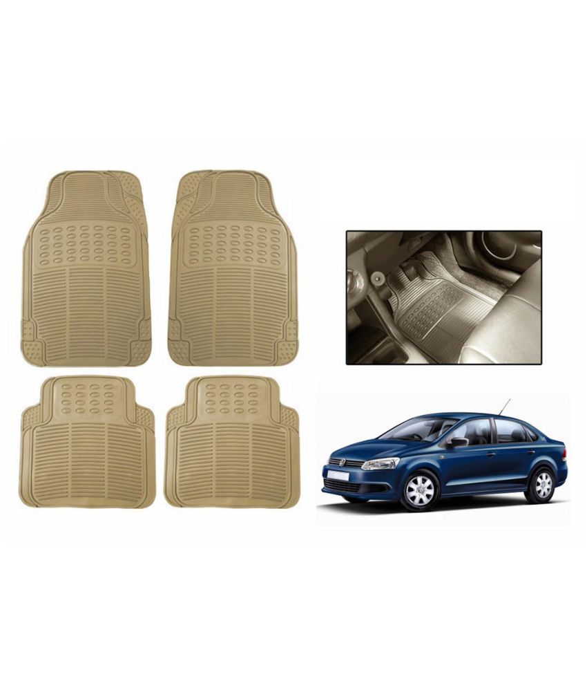 Mizzeo Premium Rubber Car Floor/Foot Mats BeigeVolkswagen Vento Type 1