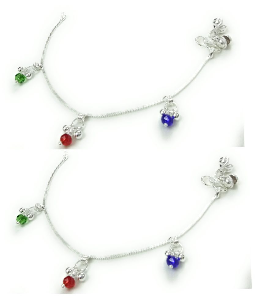 SMARNN Silver Plated Stylish Baby Girl Anklets Baccha Payal Latest