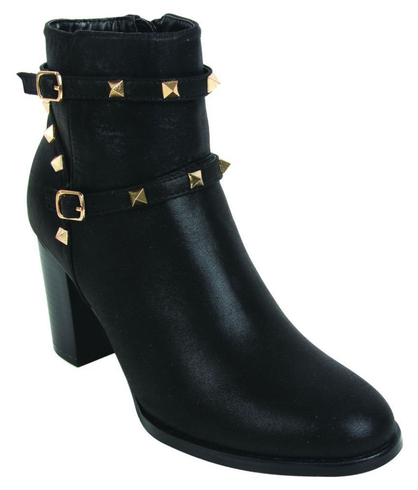Catwalk Black Ankle Length Bootie Boots Price in India- Buy Catwalk ...