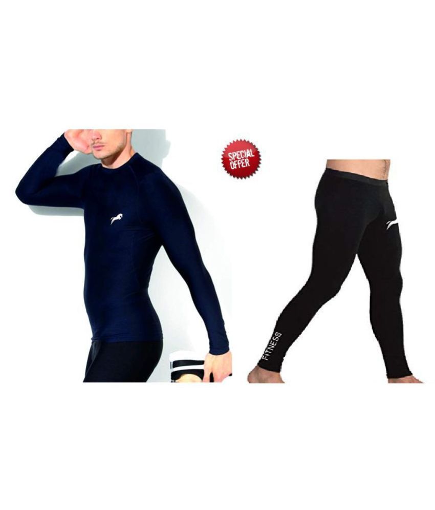     			Just Rider Compression Full Sleeve T-Shirt & Full Length Compression Lower Tights (Pack of 2)