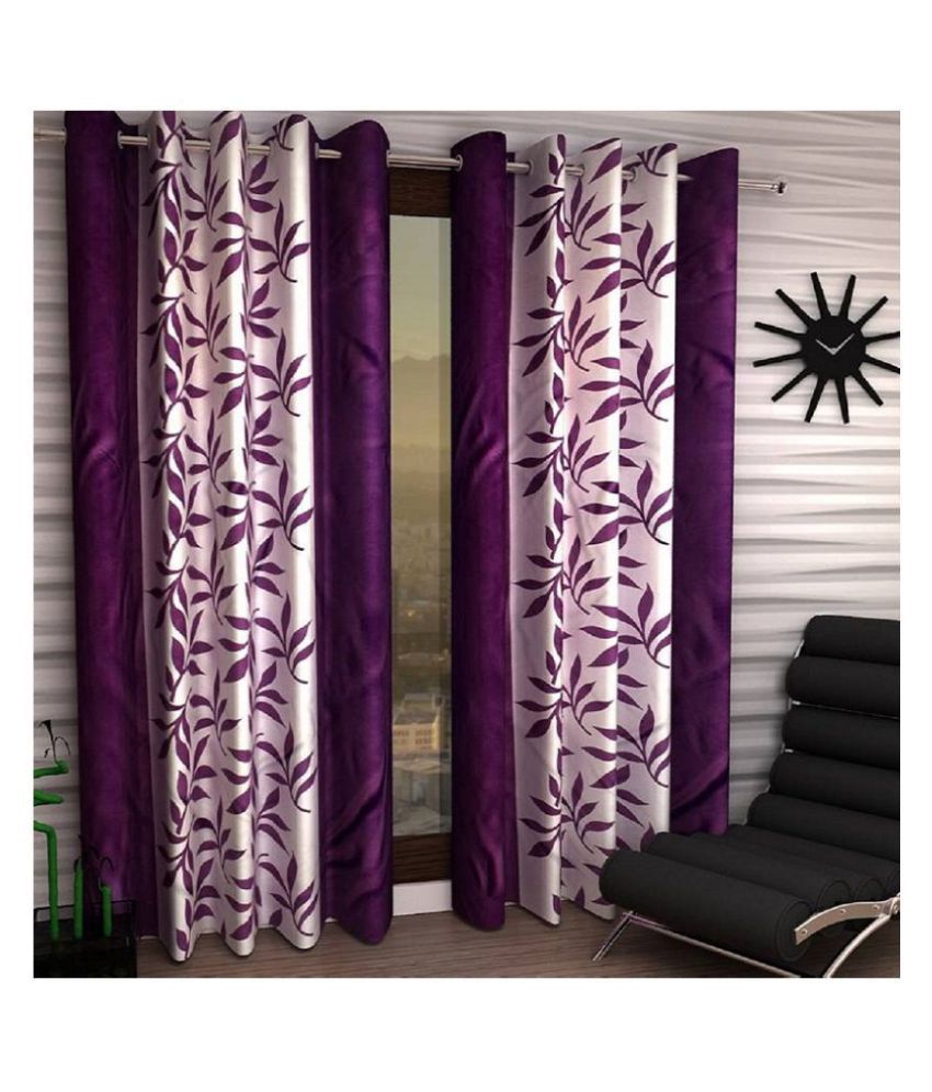     			Tanishka Fabs Semi-Transparent Curtain 9 ft ( Pack of 2 ) - Purple