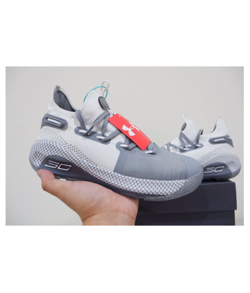 Under Armour CURRY 6 GREY White Basketball Shoes - Buy Under Armour ...