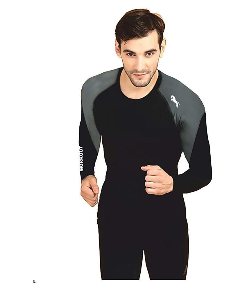     			Just Rider Nylon Compression Top Full Sleeve Tights T-Shirt for Sports