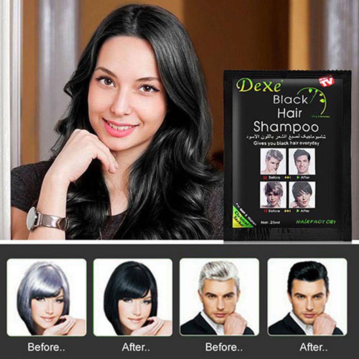 Dexe Instant 5 Minute Shampoo Temporary Hair Color Black ...