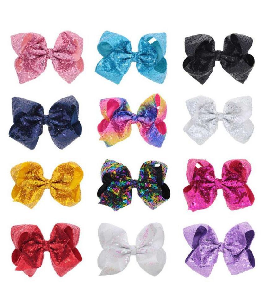 1pcs Cute Hair Bows 8 Inches Bowknot For Girls Shiny Glitter Hair