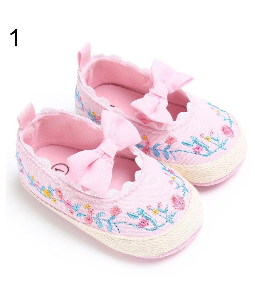 Newborn Baby Girl Crib Shoes Bowknot 