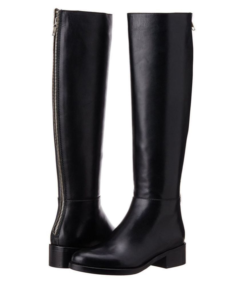 SAINT G Leather Black Knee Length Riding Boots Price in India Buy