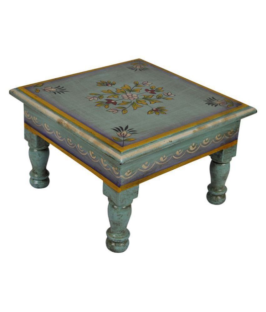 Lalhaveli End Tables Wooden Chowki Mini Table 9 X 9 X 5.5 Inch
