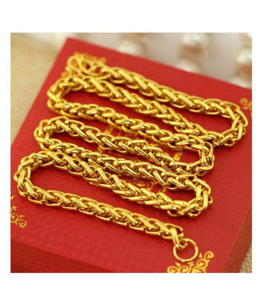     			Jewar Mandi Gold Plated Brass & Copper Chain 24 Inch Designer Link Chain Jewelry for Men & Boys 8314