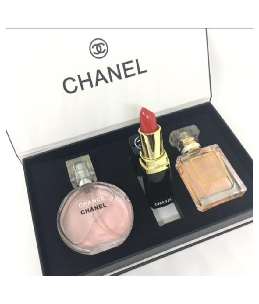 CHANEL GIFT SET 2 Perfume 1 Lipstick Makeup Kit Pack of 3