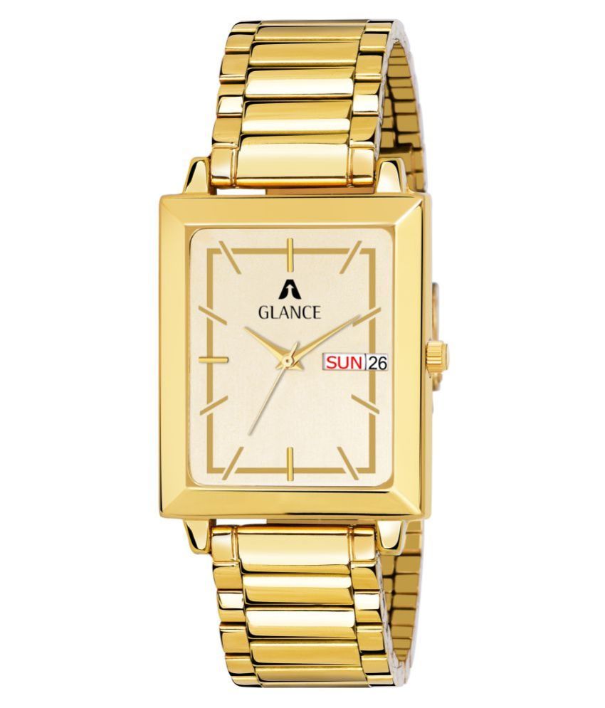     			Aglance 7078ym02 Golden Dial Stainless Steel Analog Men's Watch