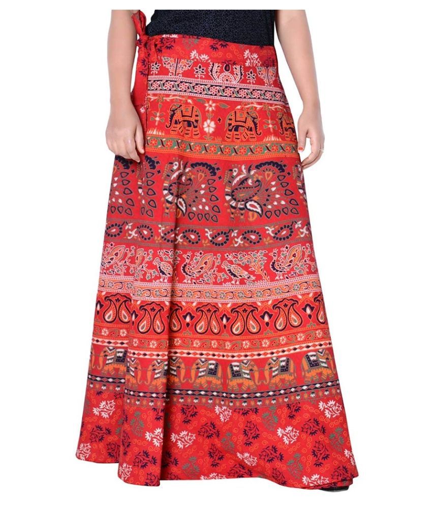     			Rangun Cotton A-Line Skirt - Red