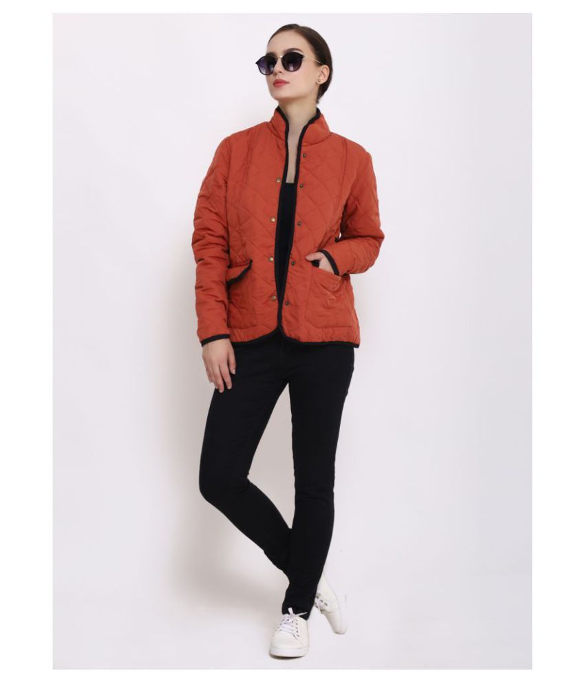     			Purys Polyester Rust Quiltted Jackets