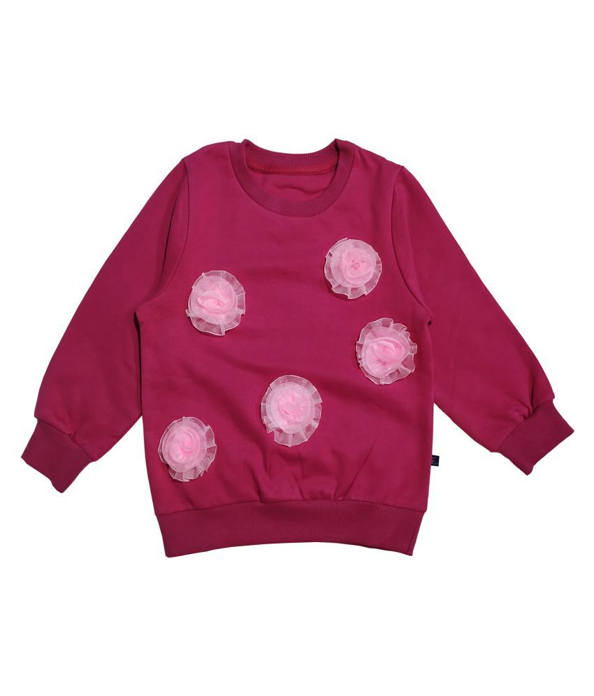 Girl #039;s Full Sleeve Sweatshirt With Flower applique
