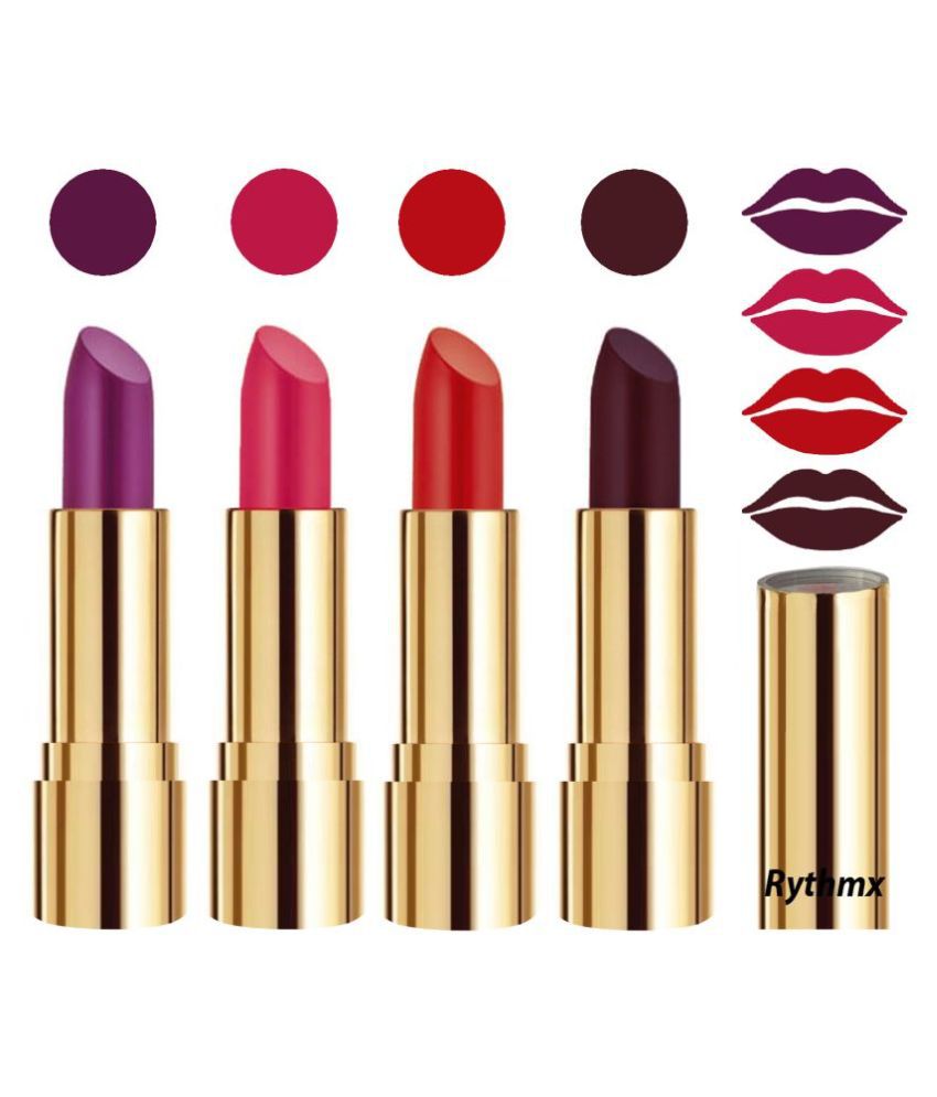     			Rythmx Professional Timeless 4 Colors Lipstick Purple,Pink,Orange, Wine Pack of 4 16 g