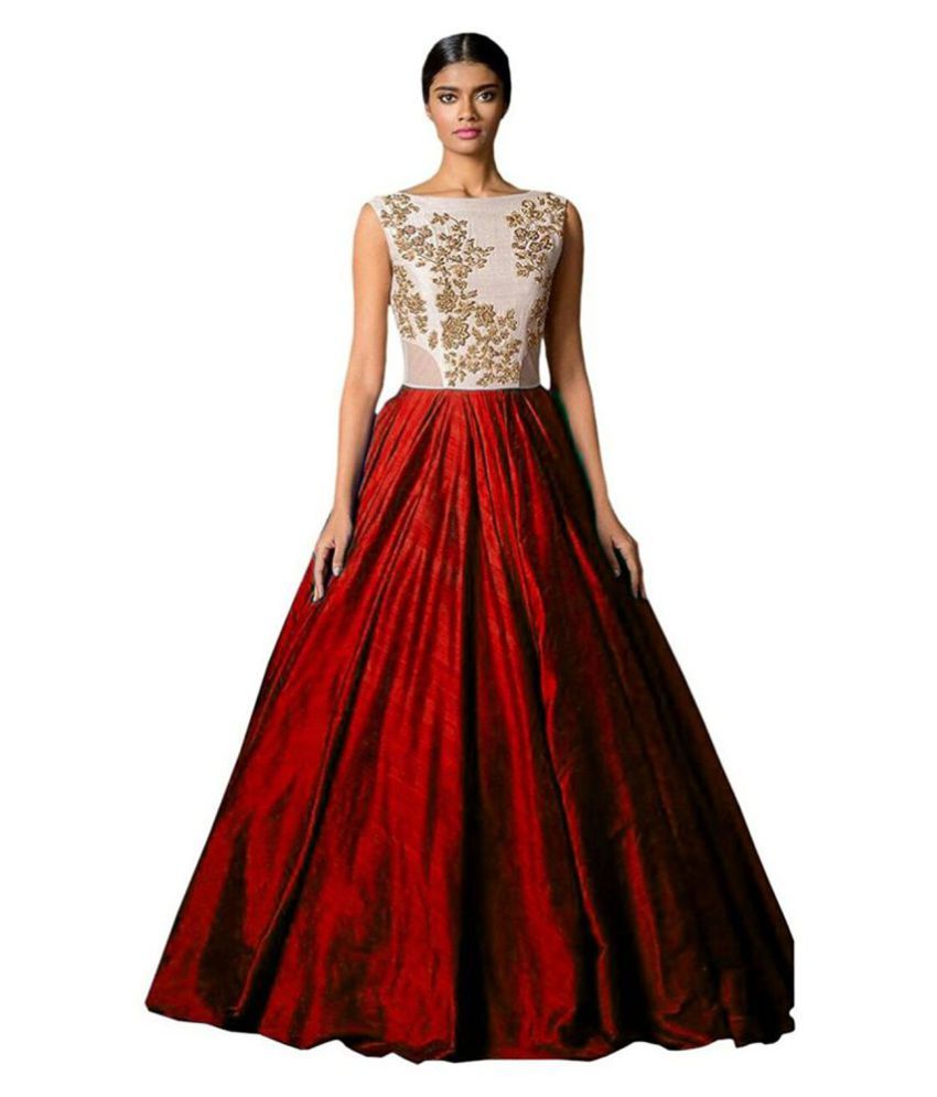 Saadhvi Red Bangalore Silk Ethnic Gown Buy Saadhvi Red Bangalore Silk