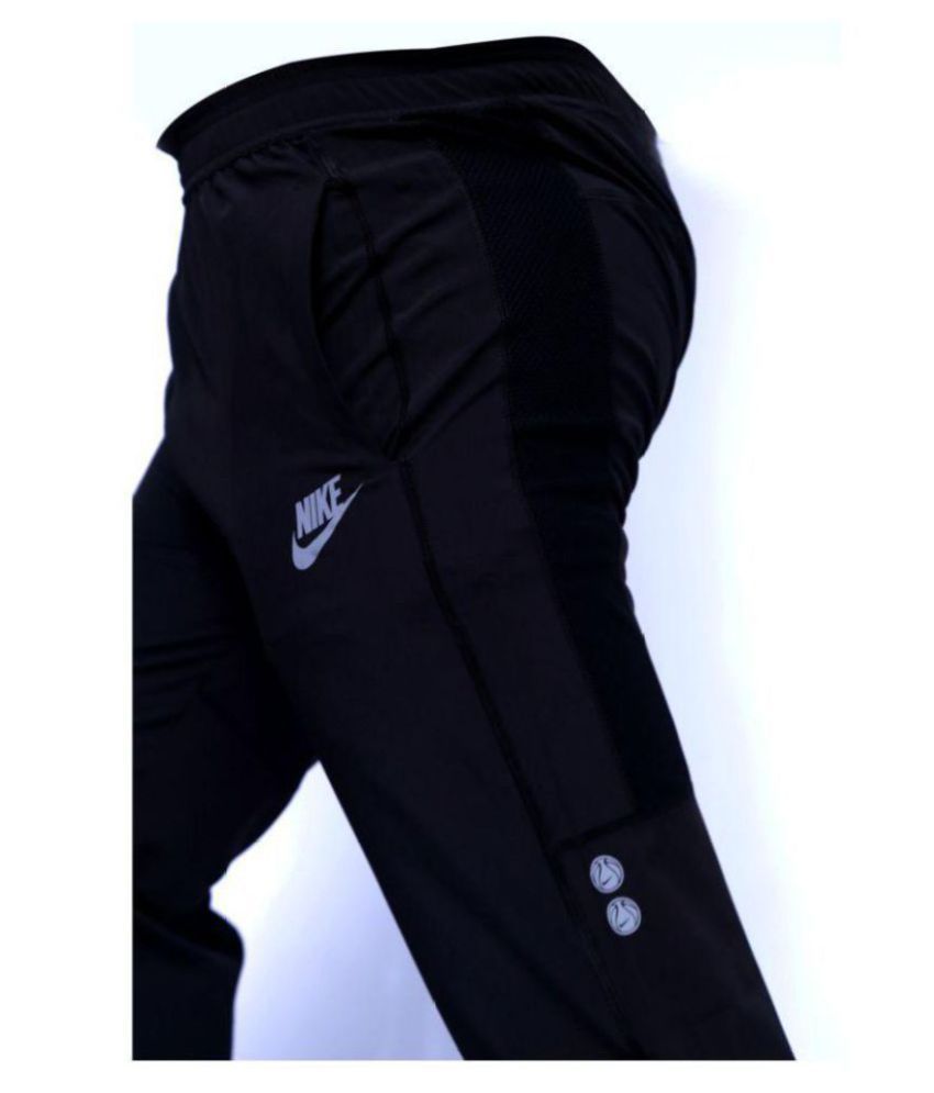 nike black polyester lycra trackpants