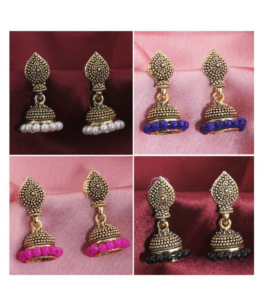     			Silver Shine - Multi Color Jhumki Earrings ( Pack of 4 )