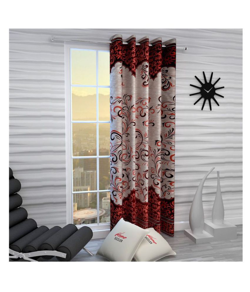     			Home Sizzler Single Window Semi-Transparent Eyelet Polyester Curtains Maroon