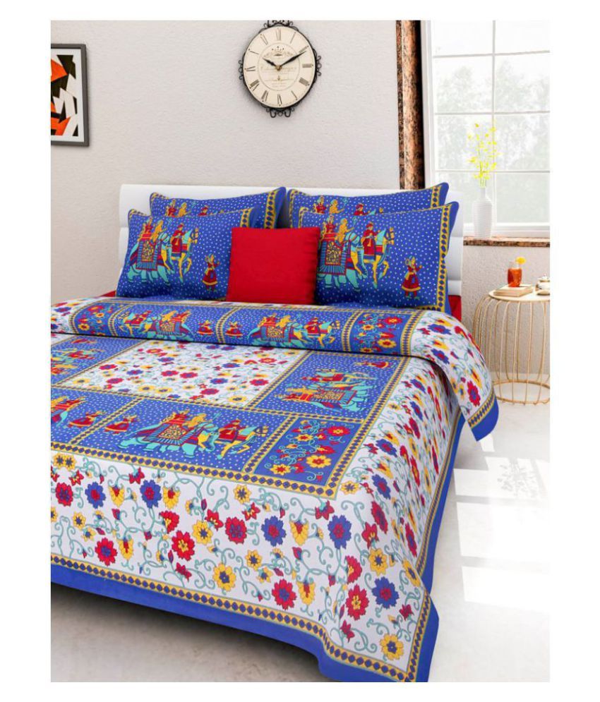 HandiCave Cotton Double Bedsheet with 2 Pillow Covers Buy HandiCave