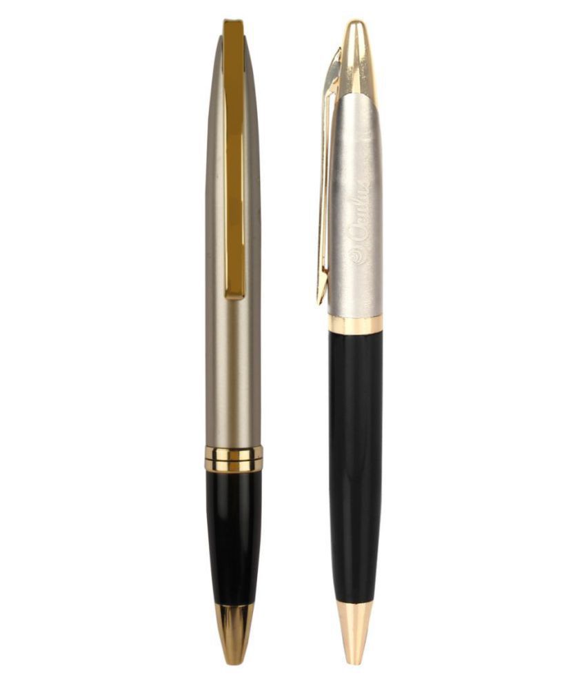 Oculus Duet 0008-0708 Golden & Black Combination  Unique Design Metallic Ball Pen, Pack Of 2 Pens.