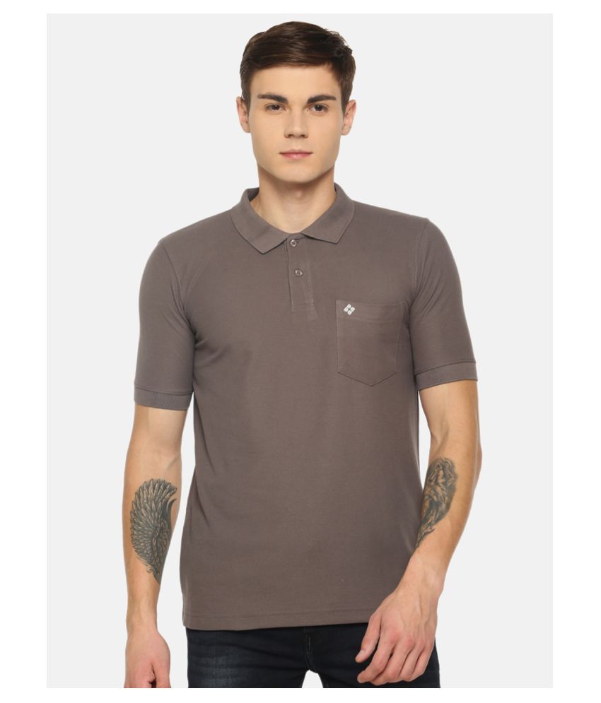     			Dollar Bigboss Cotton Blend Grey Plain Polo T Shirt