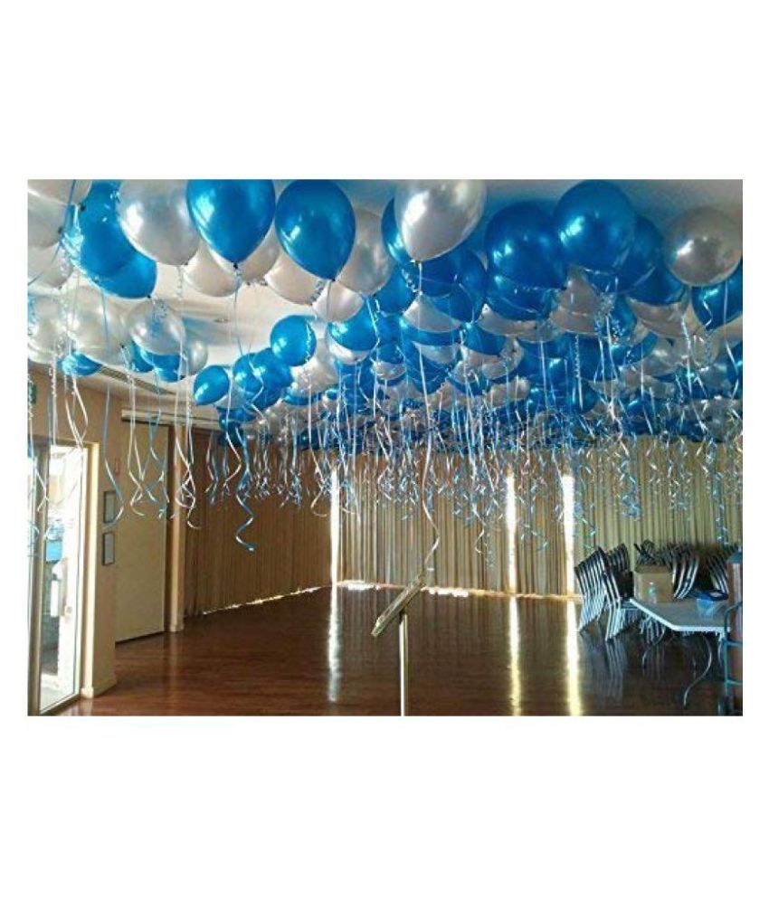     			Balloon Wala - Metallic Blue and White Balloons for Decoration Combo Pack of 50…