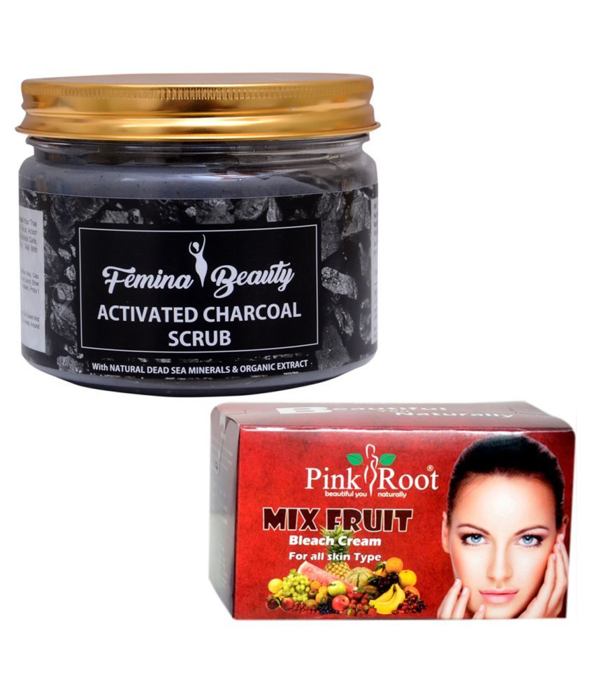 Femina Beauty Charcoal Gel, Pink Root Mix Fruit Bleach 250 Gm Day Cream